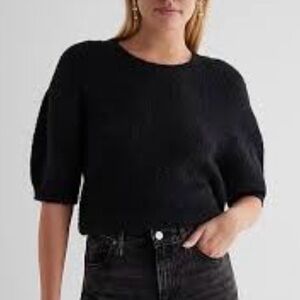 New Express Crew Neck Short Puff Sleeve SweaterXL